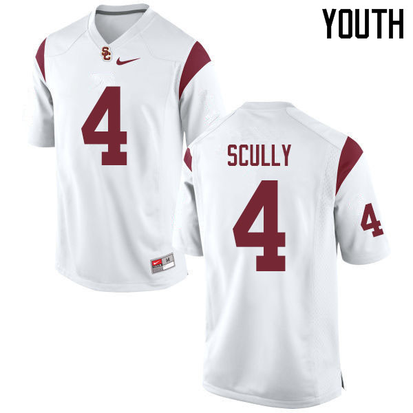 Youth #4 Trevor Scully USC Trojans College Football Jerseys Sale-White
